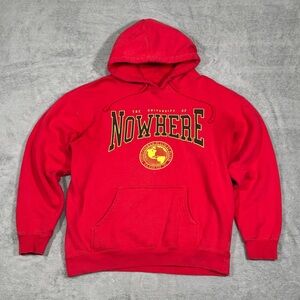 10 Deep The University Of Nowhere Hoodie Red USA Pullover L Streetwear Urban Y2K